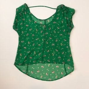 Green floral print  blouse